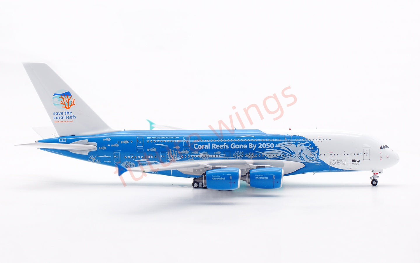 1:400 Aviation400 Hifly A380 9H-MIP Aircraft Model Free Tractor+Stand