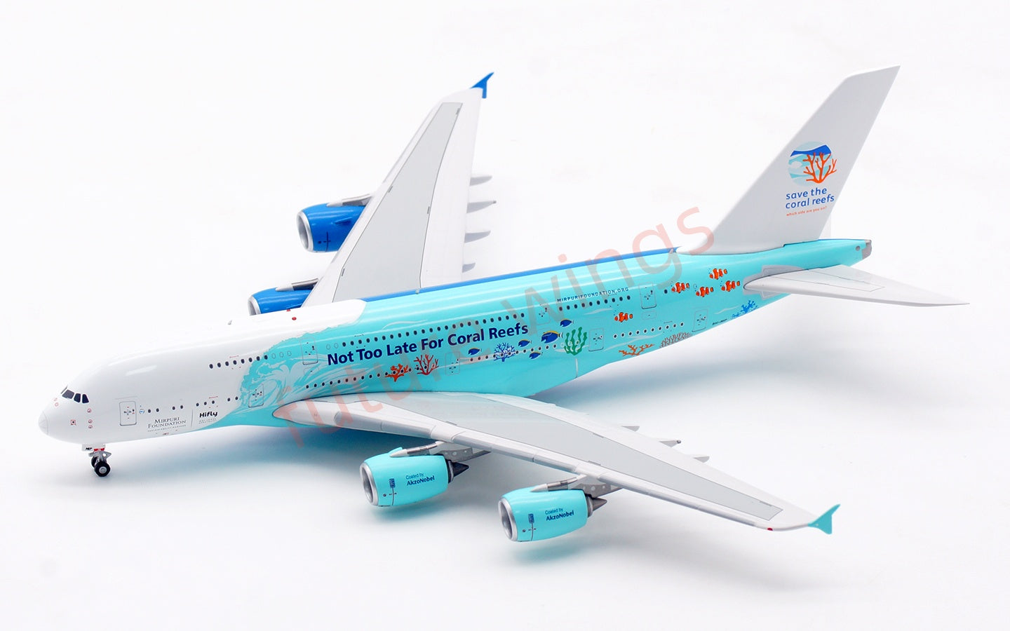 1:400 Aviation400 Hifly A380 9H-MIP Aircraft Model Free Tractor+Stand