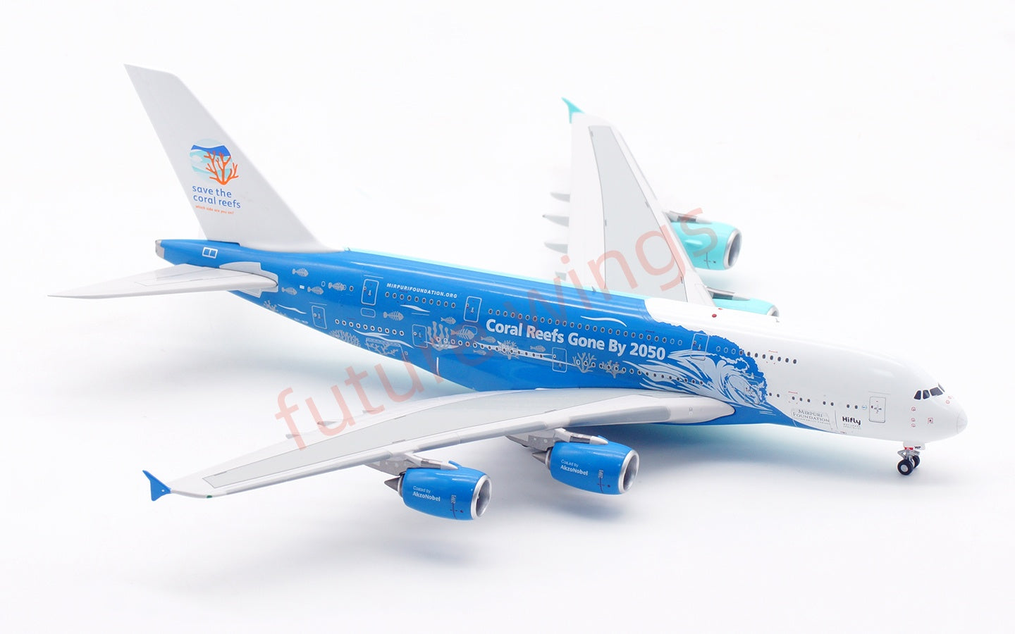 1:400 Aviation400 Hifly A380 9H-MIP Aircraft Model Free Tractor+Stand