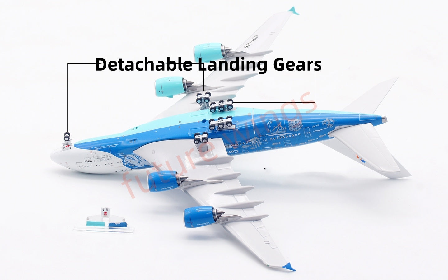 1:400 Aviation400 Hifly A380 9H-MIP Aircraft Model Free Tractor+Stand