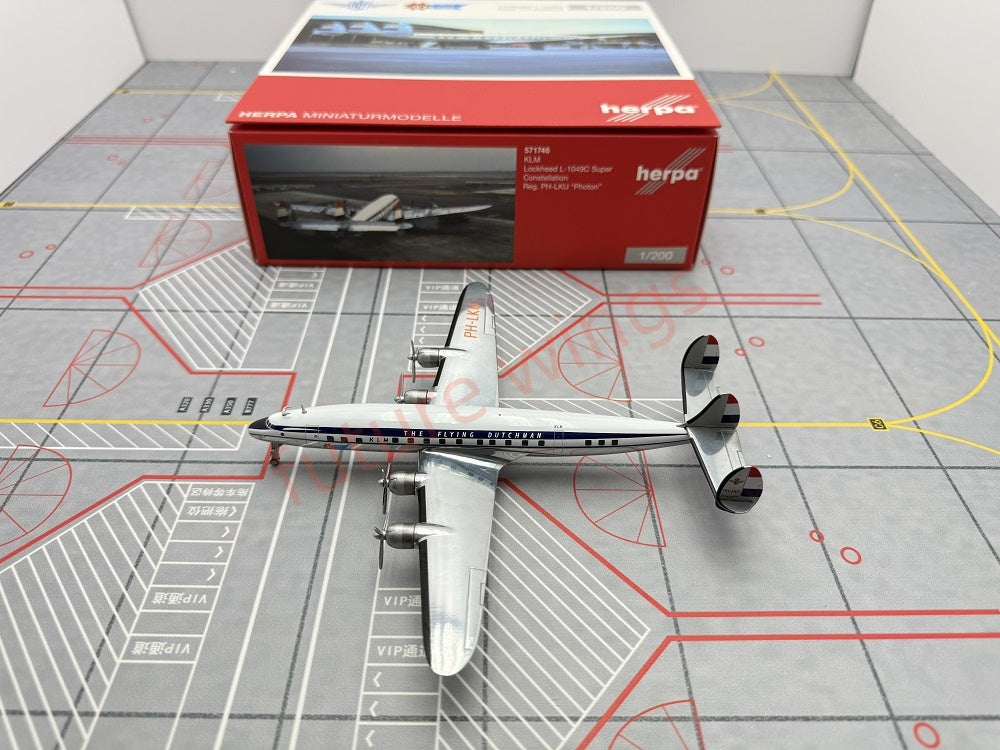 1:200 Herpa Wings 571746 KLM Lockheed L-1049C PH-LKU Diecast Aircraft Model