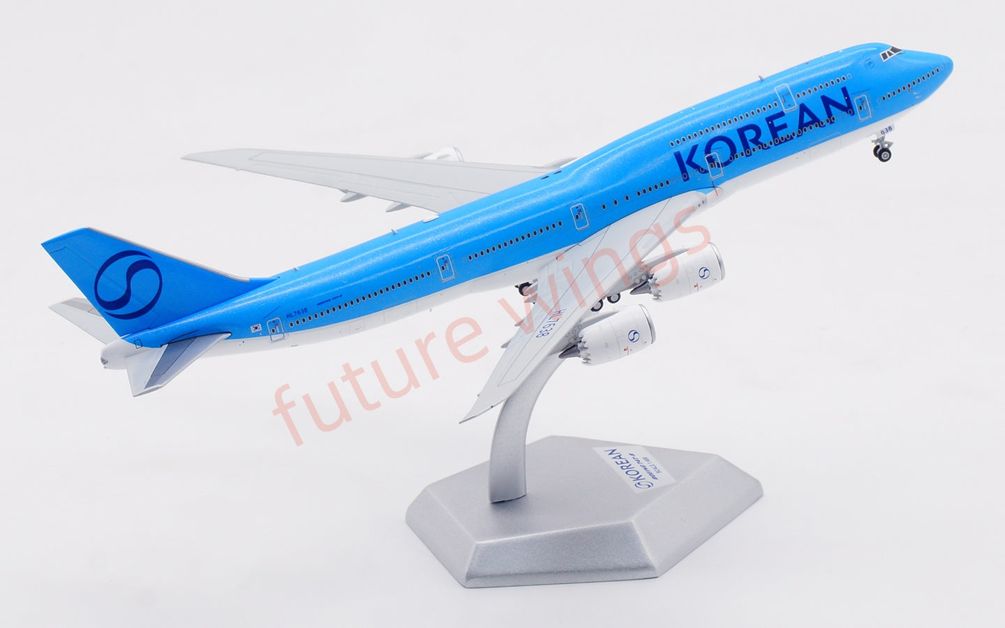 1:400 HX Models Korean Air B747-8 HL7638 Aircraft Model Free Tractor+Stand