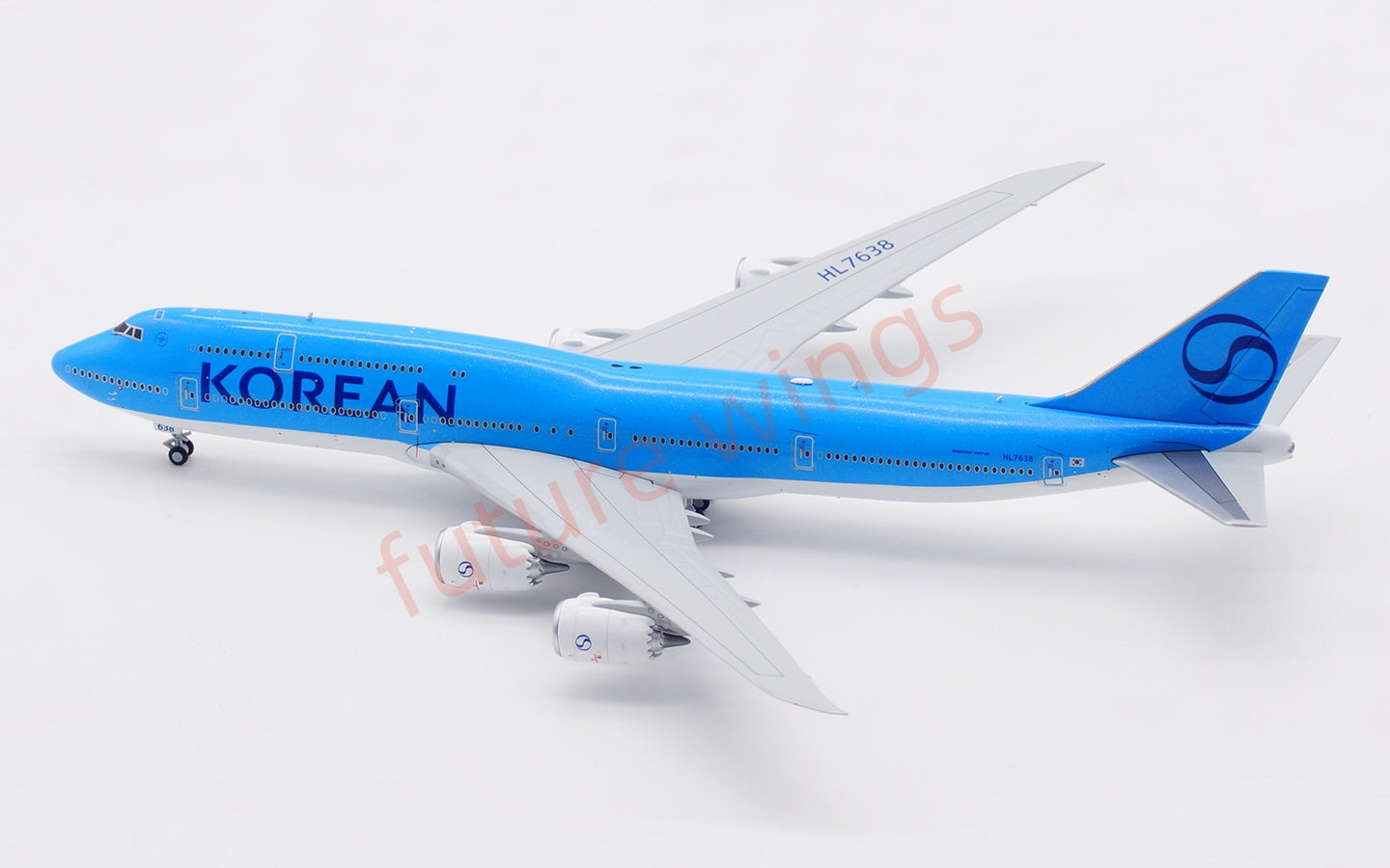 1:400 HX Models Korean Air B747-8 HL7638 Aircraft Model Free Tractor+Stand