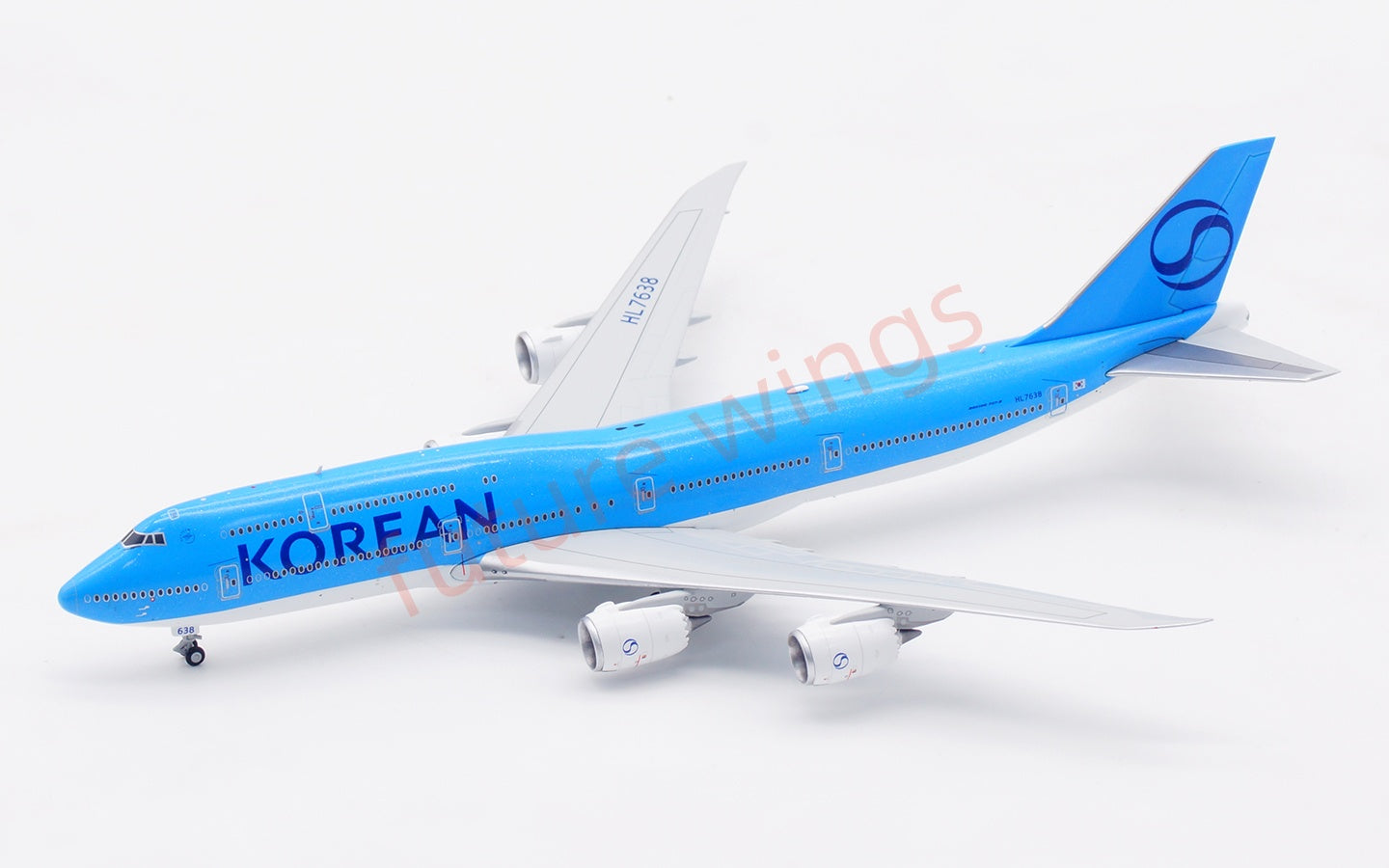 1:400 HX Models Korean Air B747-8 HL7638 Aircraft Model Free Tractor+Stand