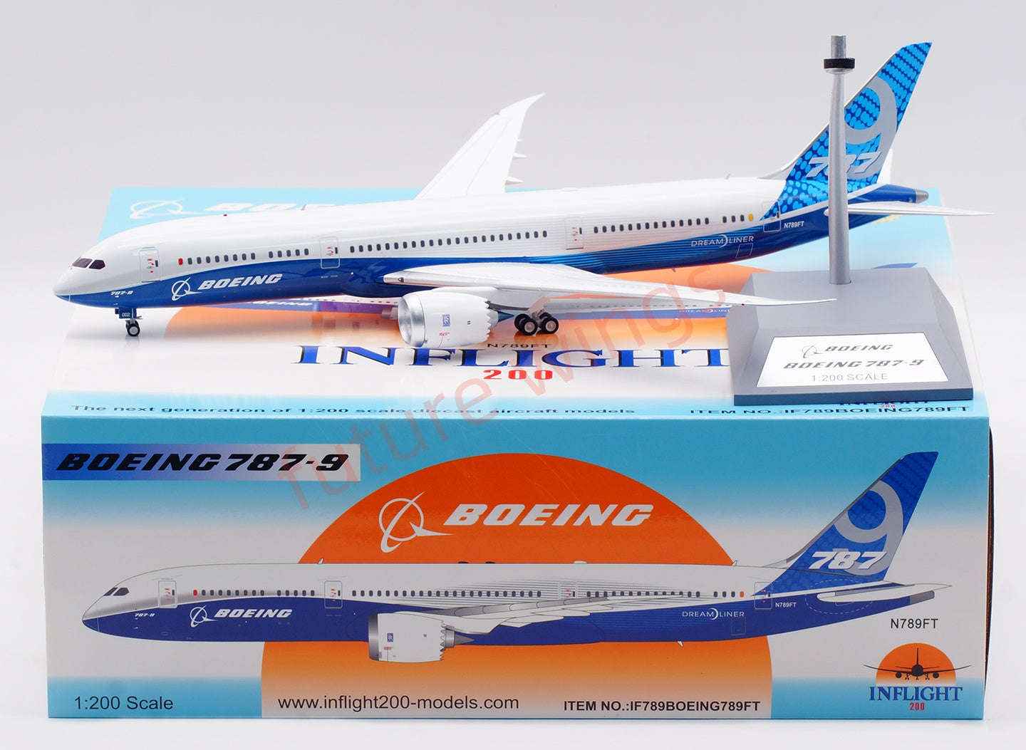 1:200 InFlight200 Boeing House Color B787-9 N789FT Diecast Aircraft Model