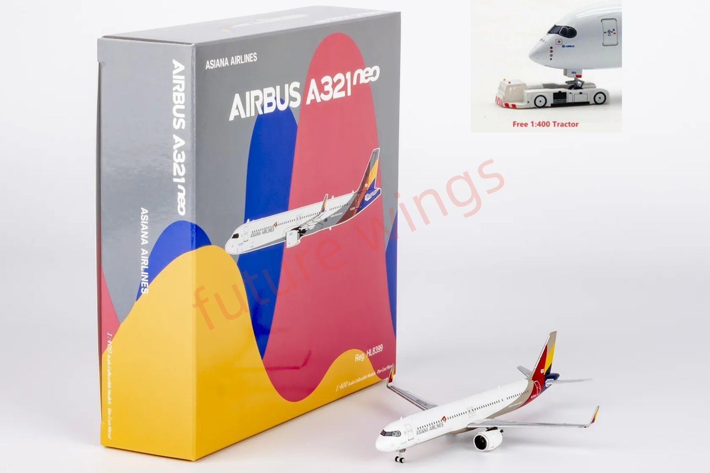 1:400 NG Models NG13128 Asiana Airlines A321neo HL8399 Aircraft Model+Free Tractor