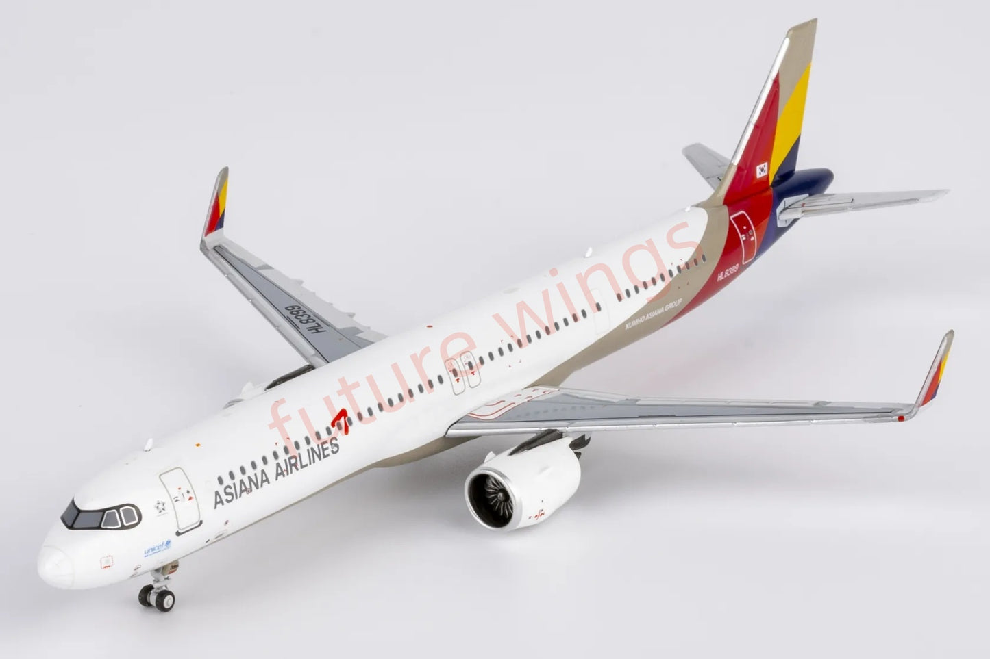 1:400 NG Models NG13128 Asiana Airlines A321neo HL8399 Aircraft Model+Free Tractor