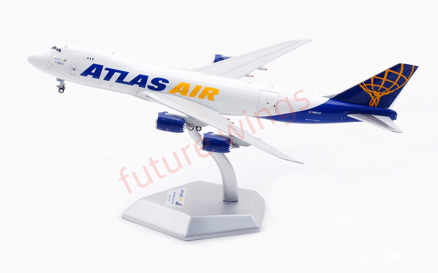 1:400 HX Models Atlas Air B747-8F N854GT Aircraft Model Free Tractor +Stand