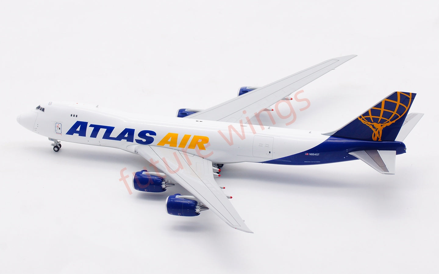 1:400 HX Models Atlas Air B747-8F N854GT Aircraft Model Free Tractor +Stand