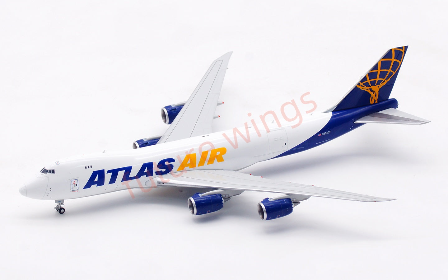 1:400 HX Models Atlas Air B747-8F N854GT Aircraft Model Free Tractor +Stand