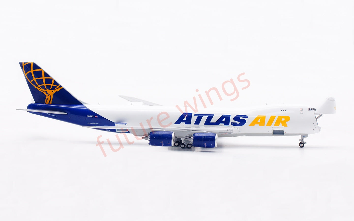 1:400 HX Models Atlas Air B747-8F N854GT Aircraft Model Free Tractor +Stand