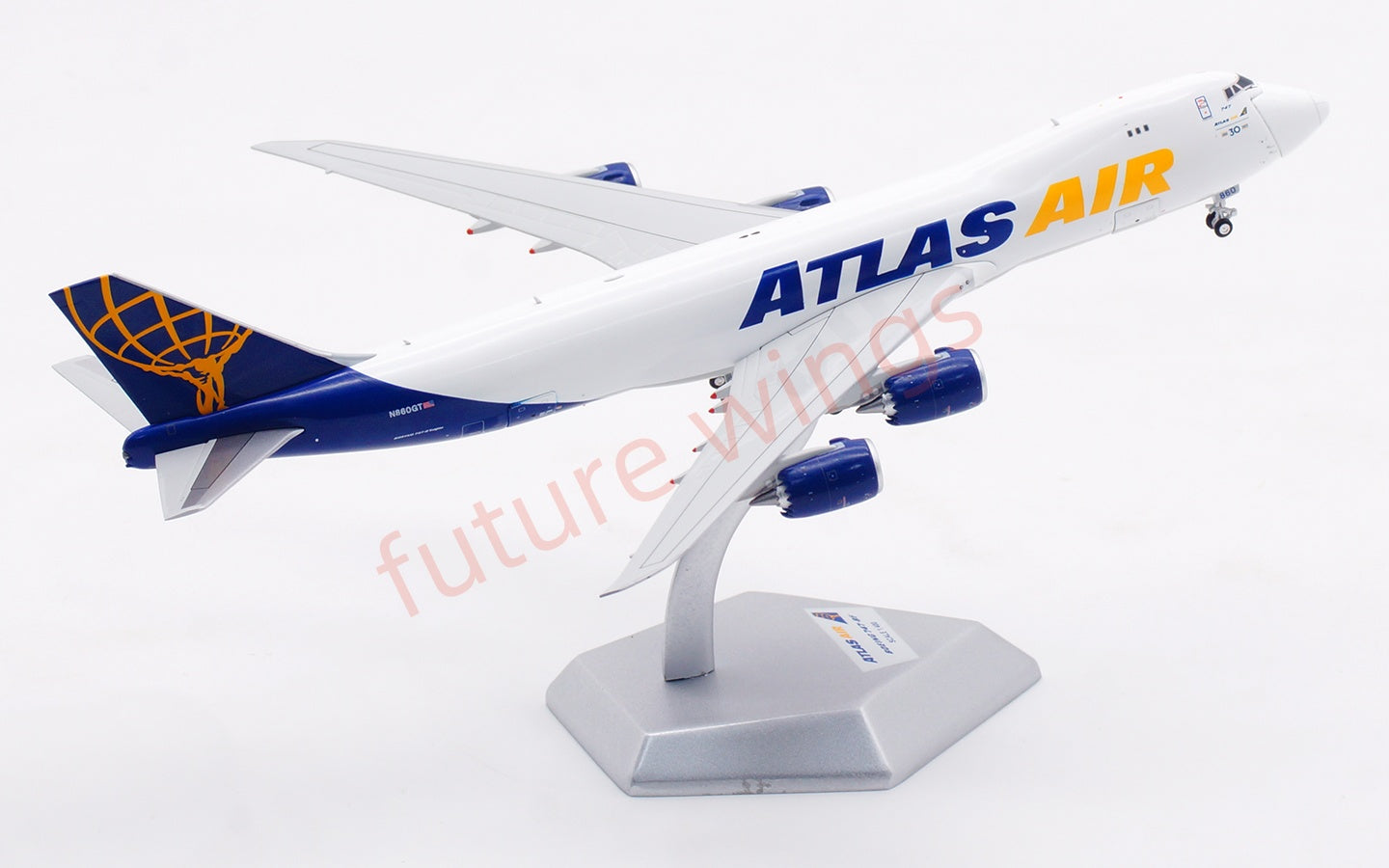 1:400 HX Models Atlas Air B747-8F N860GT Aircraft Model Free Tractor +Stand