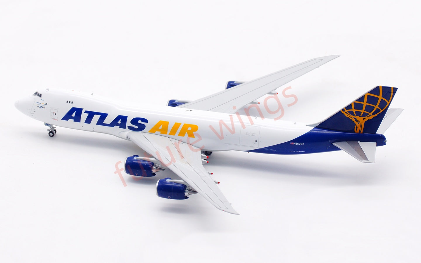 1:400 HX Models Atlas Air B747-8F N860GT Aircraft Model Free Tractor +Stand