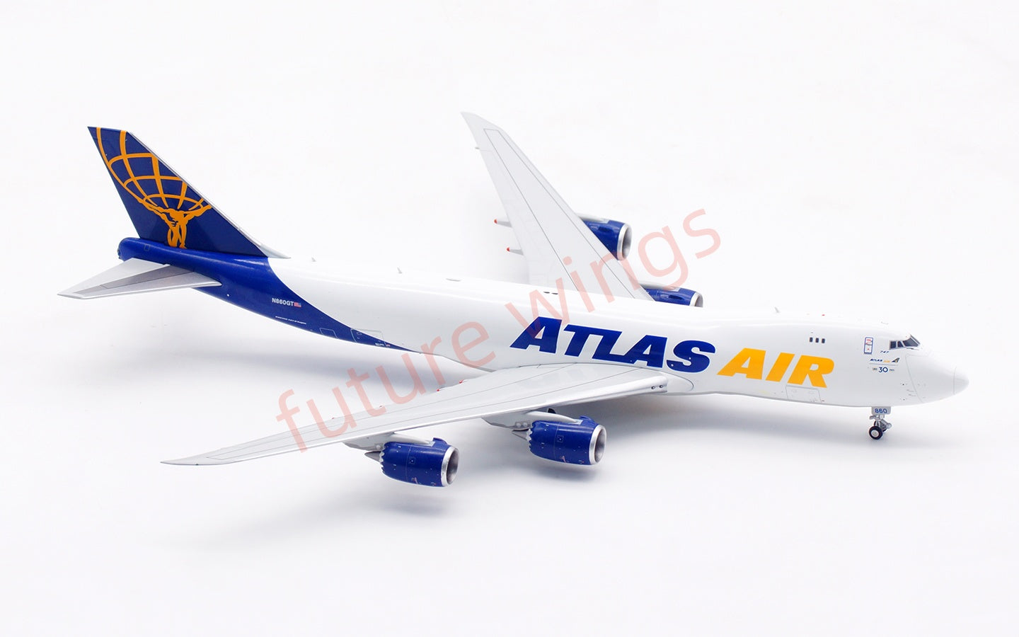 1:400 HX Models Atlas Air B747-8F N860GT Aircraft Model Free Tractor +Stand