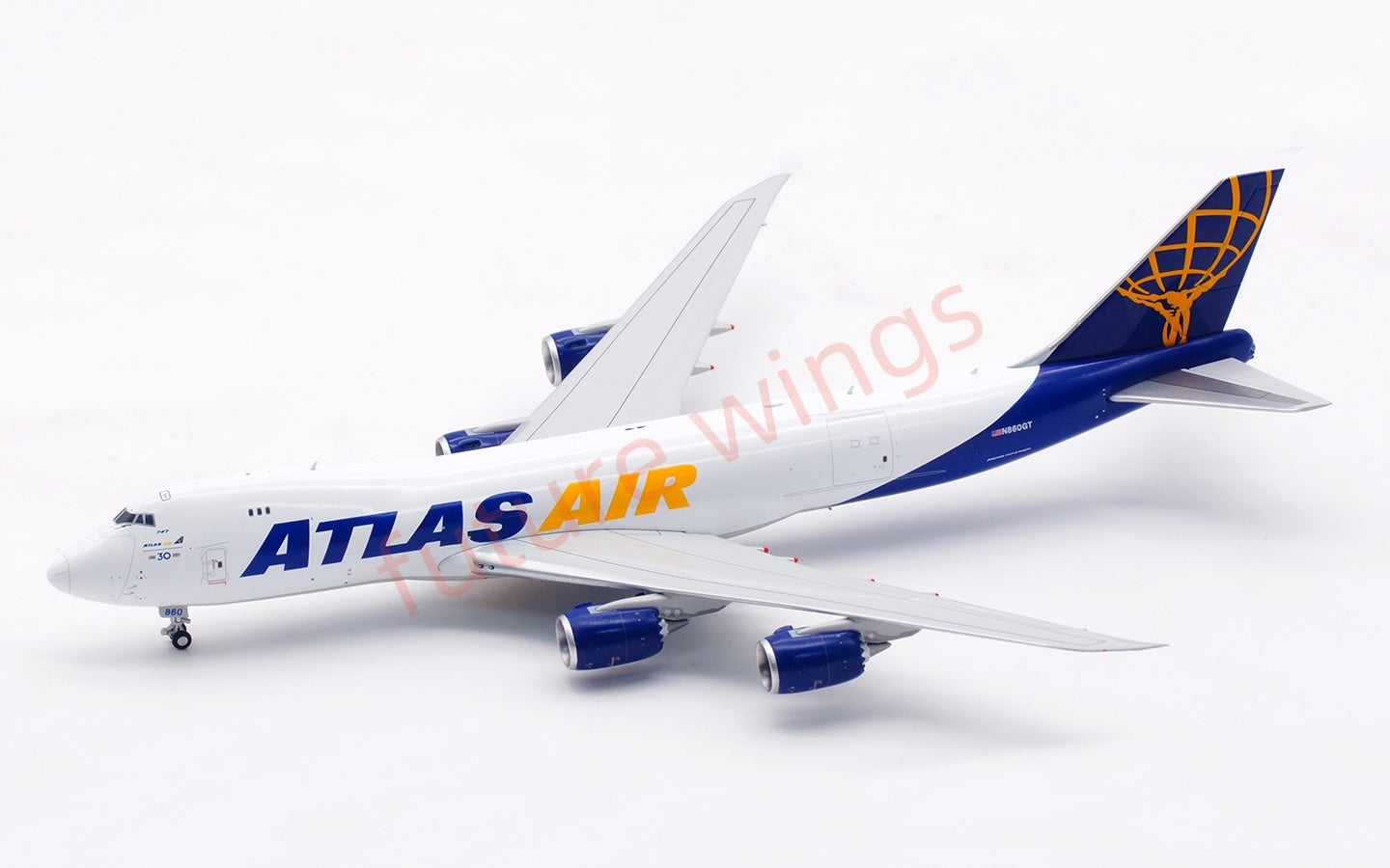 1:400 HX Models Atlas Air B747-8F N860GT Aircraft Model Free Tractor +Stand