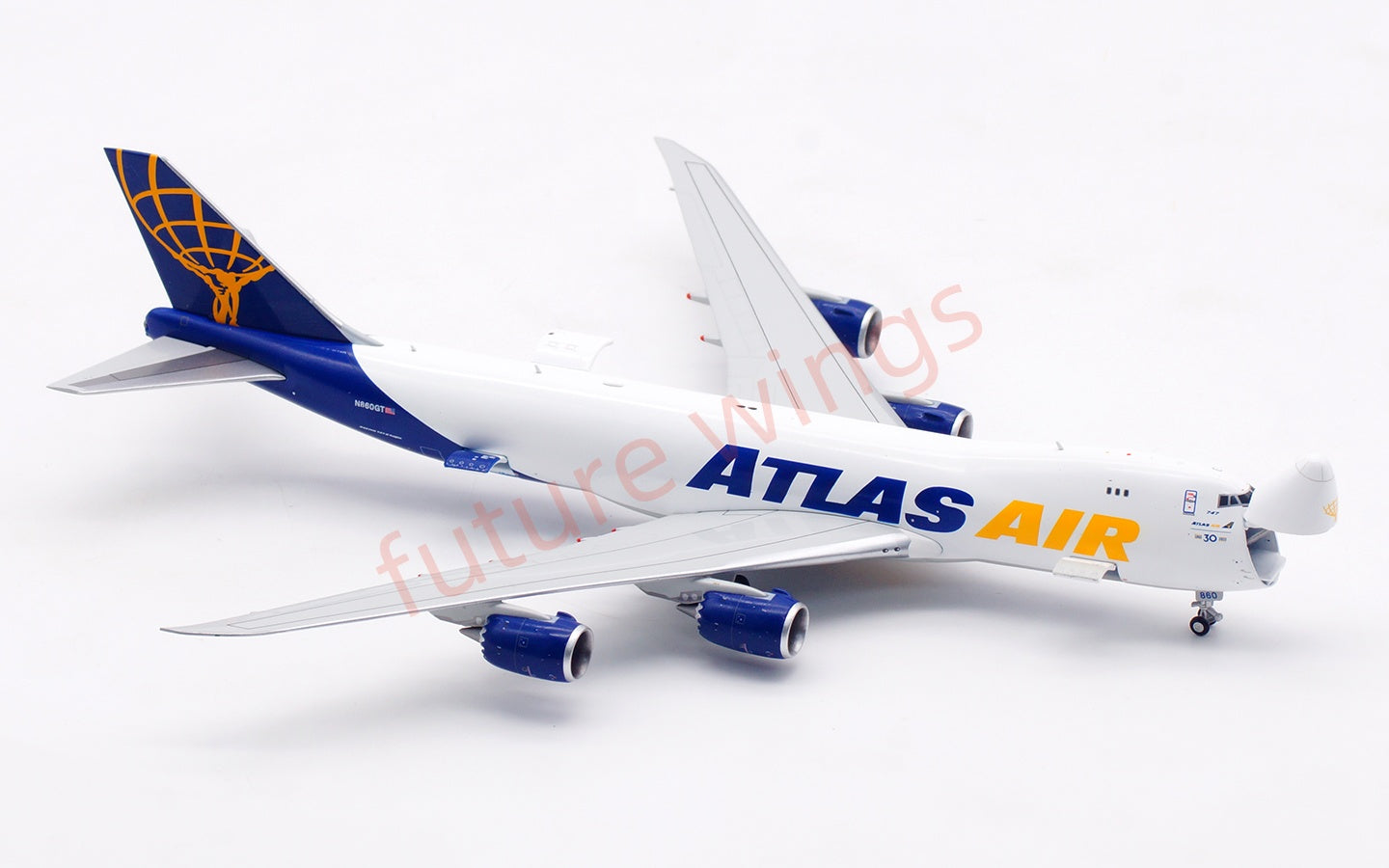 1:400 HX Models Atlas Air B747-8F N860GT Aircraft Model Free Tractor +Stand