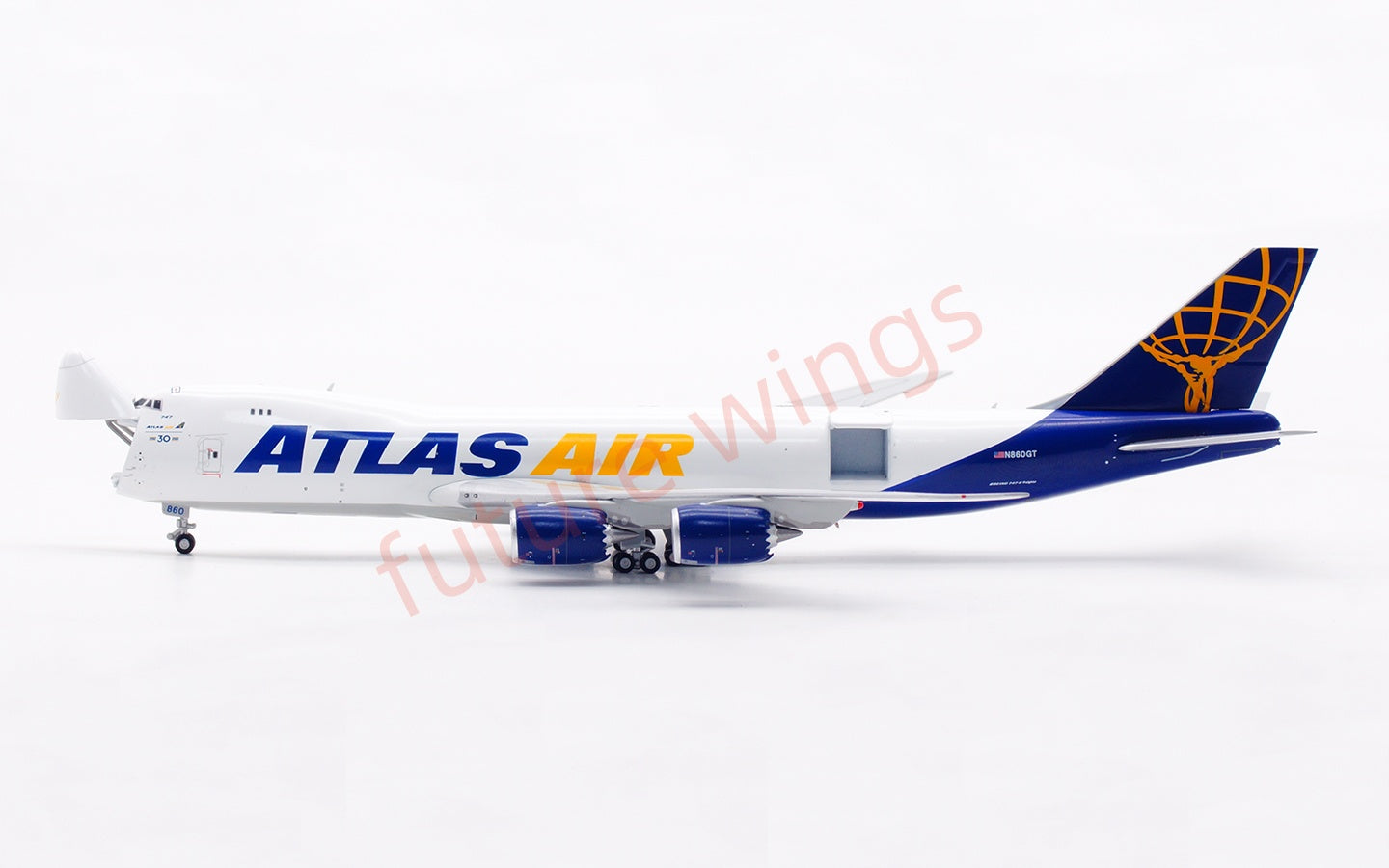 1:400 HX Models Atlas Air B747-8F N860GT Aircraft Model Free Tractor +Stand