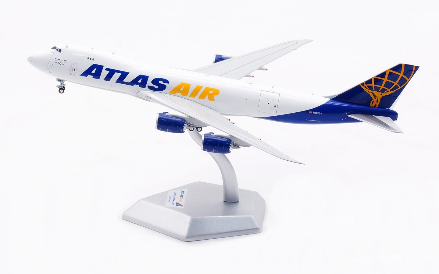 1:400 HX Models Atlas Air B747-8F N861GT “30th Years” Aircraft Model Free Tractor +Stand