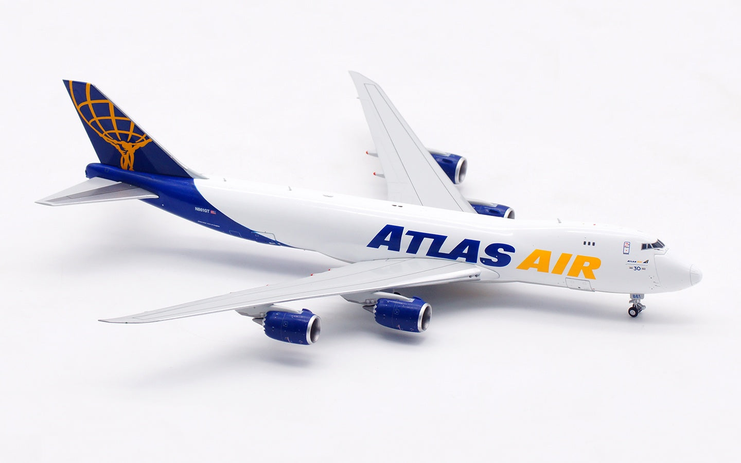 1:400 HX Models Atlas Air B747-8F N861GT “30th Years” Aircraft Model Free Tractor +Stand