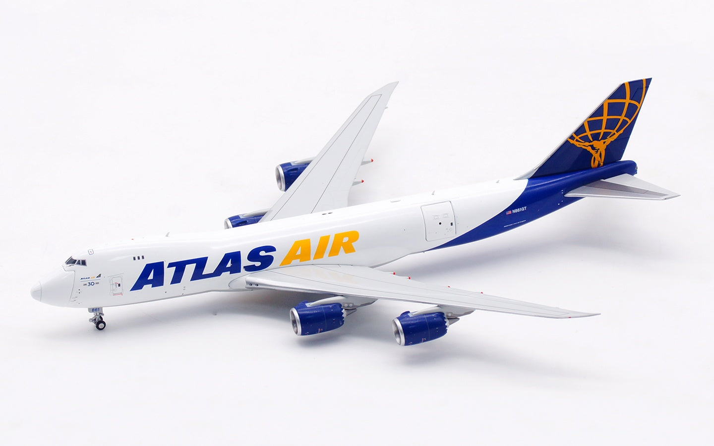 1:400 HX Models Atlas Air B747-8F N861GT “30th Years” Aircraft Model Free Tractor +Stand