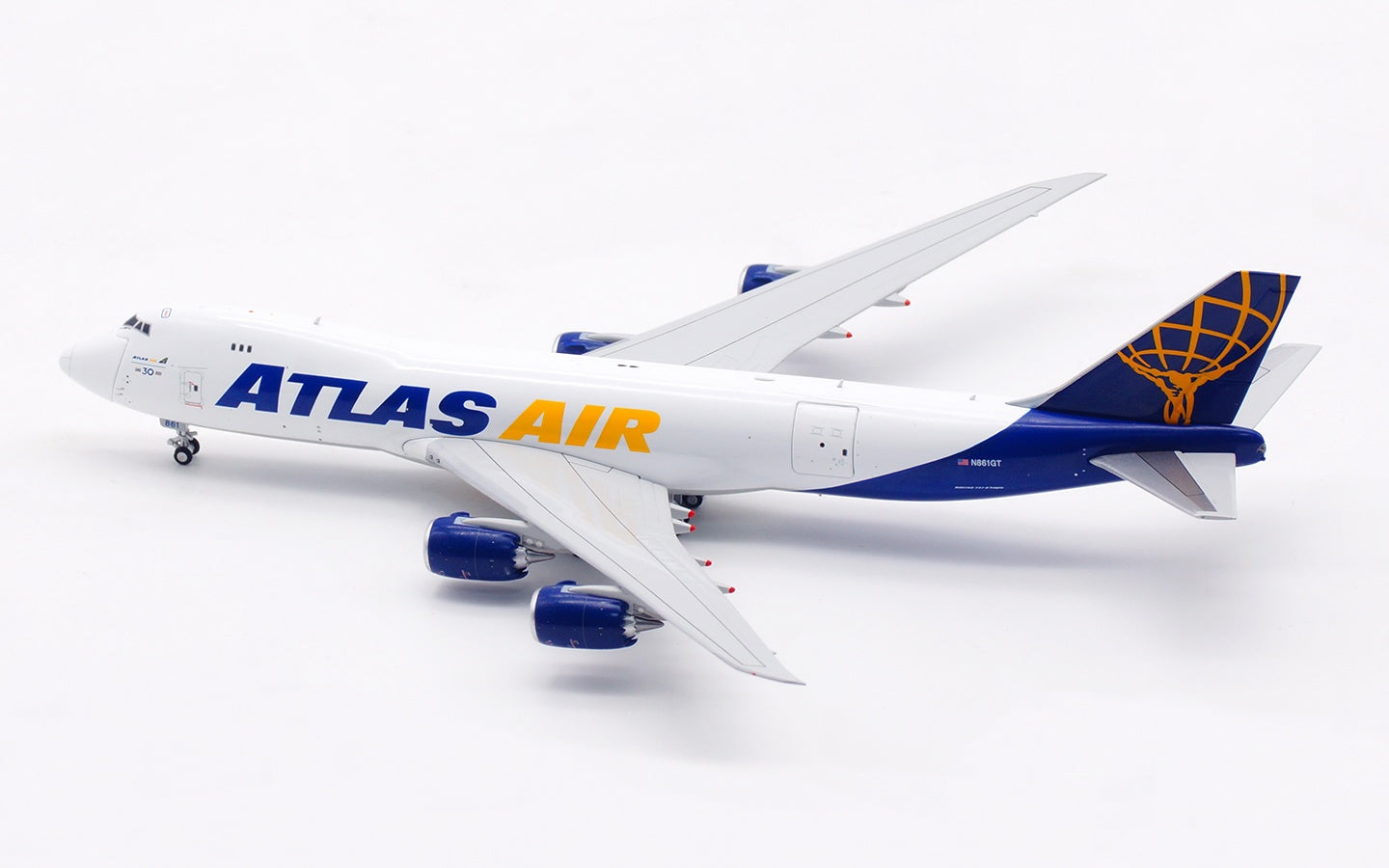 1:400 HX Models Atlas Air B747-8F N861GT “30th Years” Aircraft Model Free Tractor +Stand
