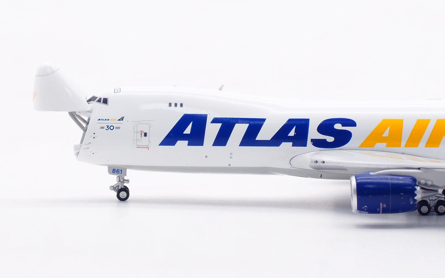 1:400 HX Models Atlas Air B747-8F N861GT “30th Years” Aircraft Model Free Tractor +Stand