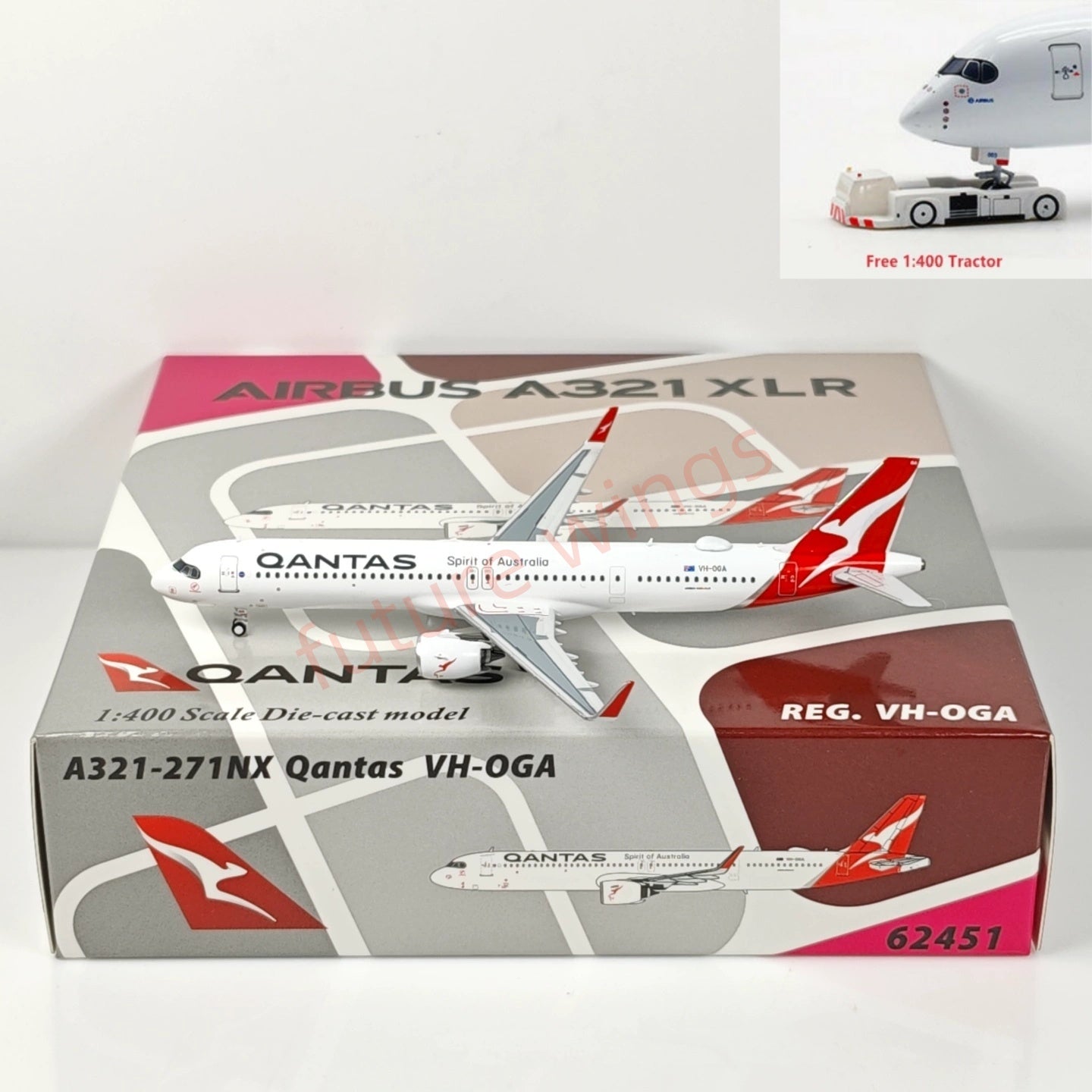 1:400 PandaModel 62451 Qantas Airways A321neo VH-OGA Aircraft Model+Free Tractor