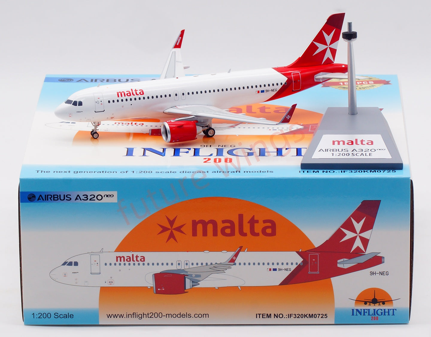 1:200 InFlight200 Malta Airlines A320NEO 9H-NEG Aircraft Model