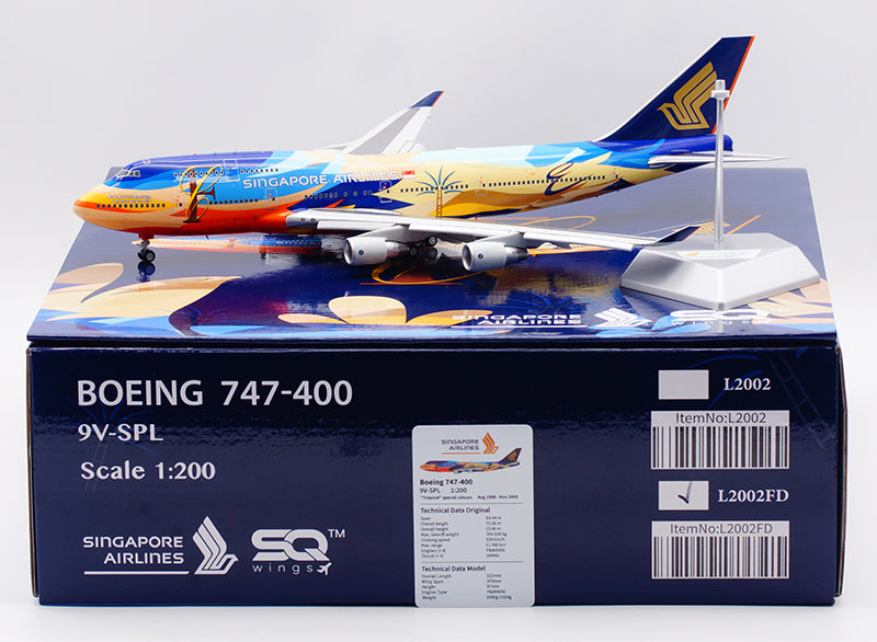 1:200 SQ Wings Singapore Airlines B747-400 9V-SPL Diecast Aircraft Model