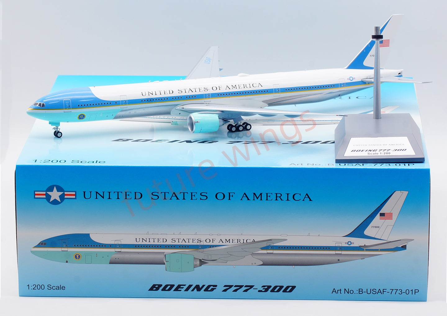 1:200 B-Models USAF B777-300 77000 "Air Force One"Aircraft Model With Stand