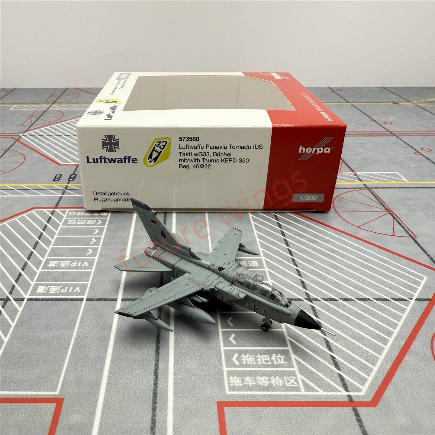 1:200 Herpa Wings Luftwaffe Panavia Tornado 46+22(573580)43+97(573573)Diecast Aircraft Model