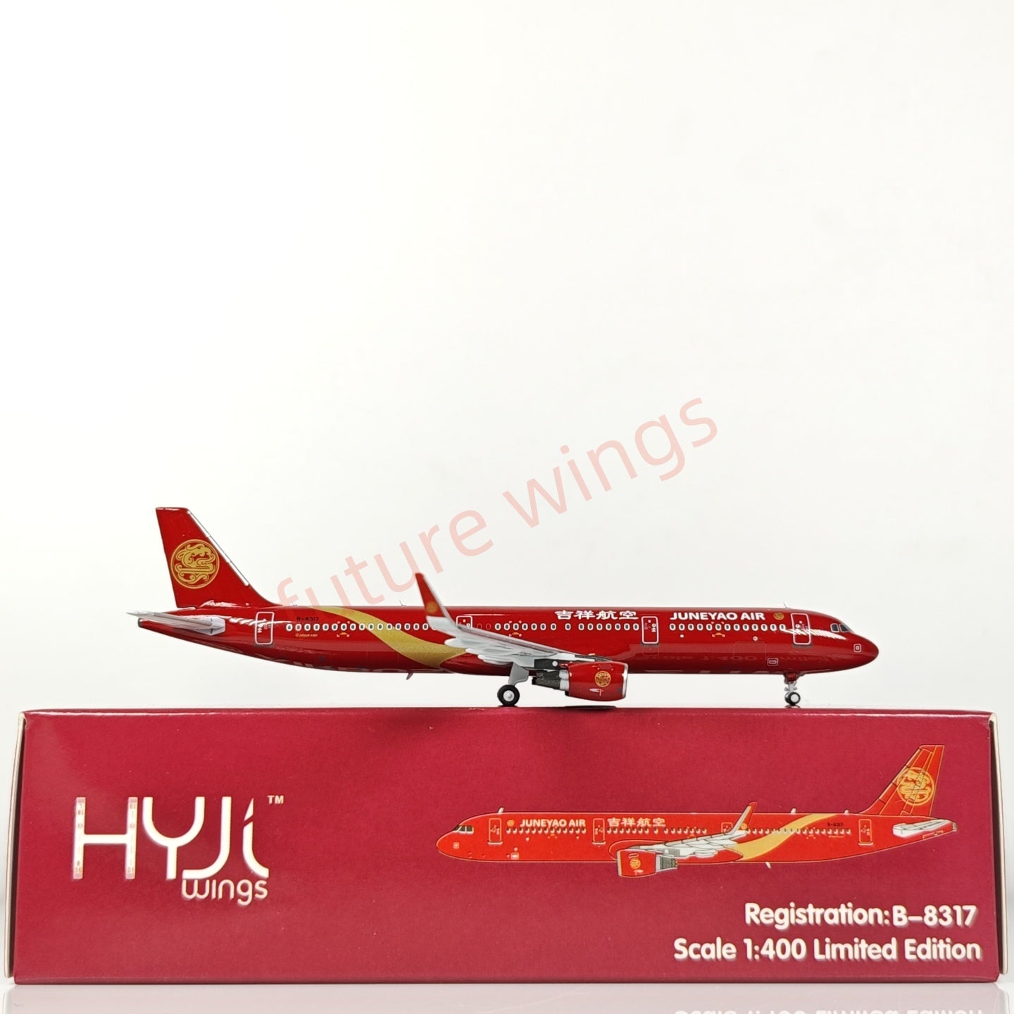 1:400 HYJL Wings JuneYao Air A321 B-8317 Aircraft Model+Free Tractor