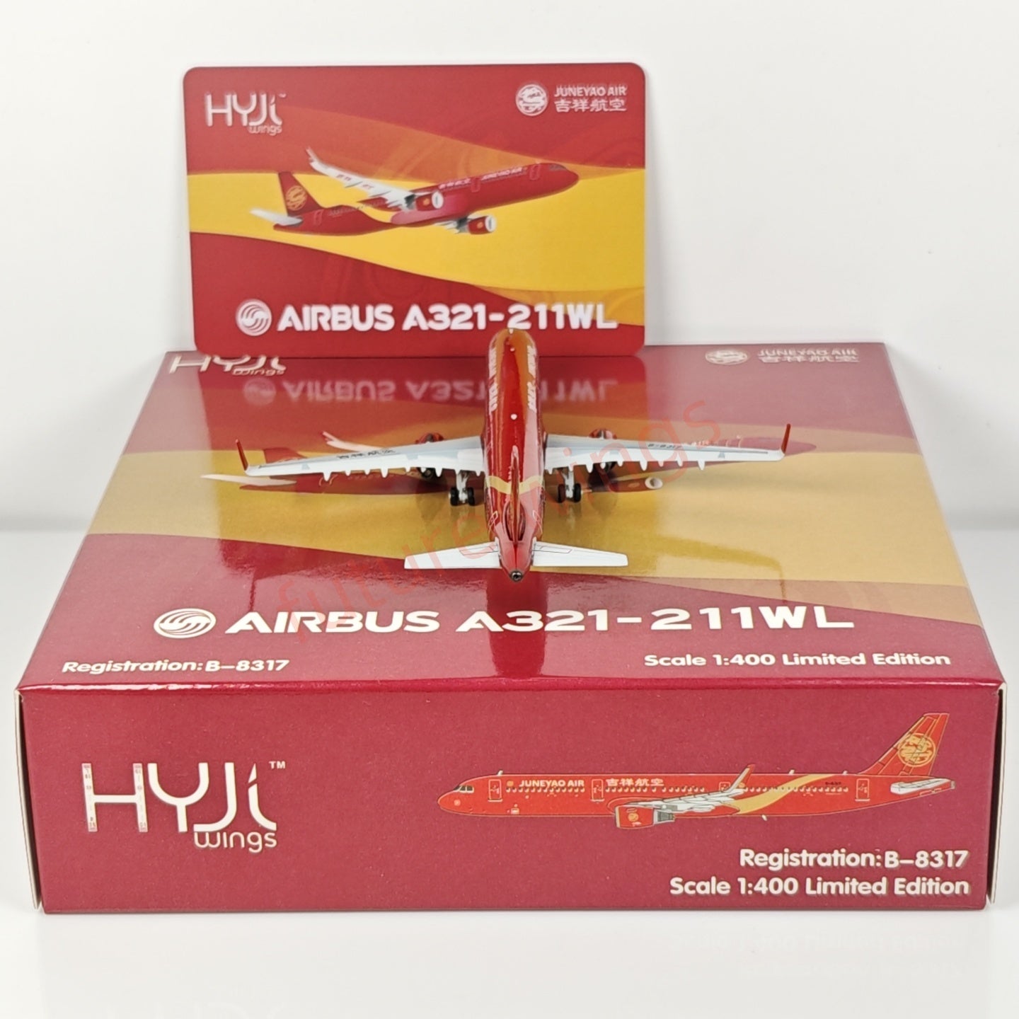 1:400 HYJL Wings JuneYao Air A321 B-8317 Aircraft Model+Free Tractor