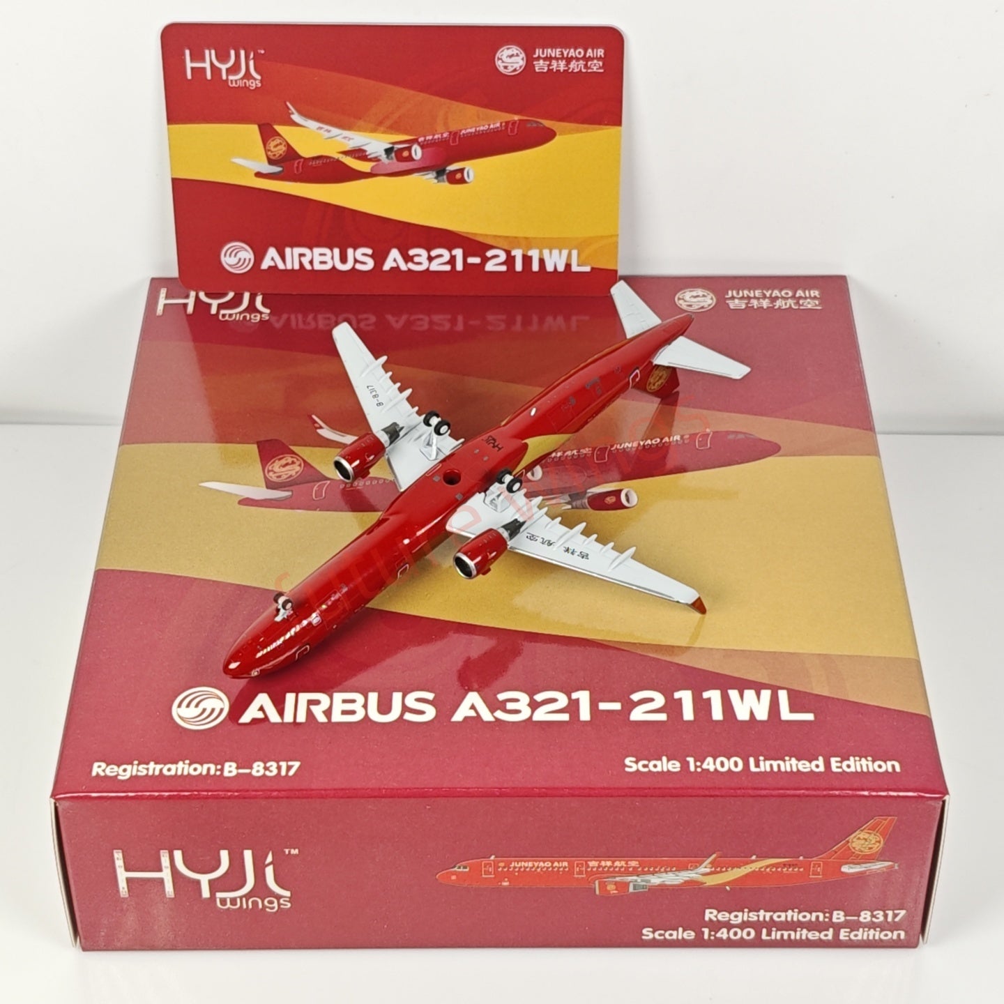 1:400 HYJL Wings JuneYao Air A321 B-8317 Aircraft Model+Free Tractor