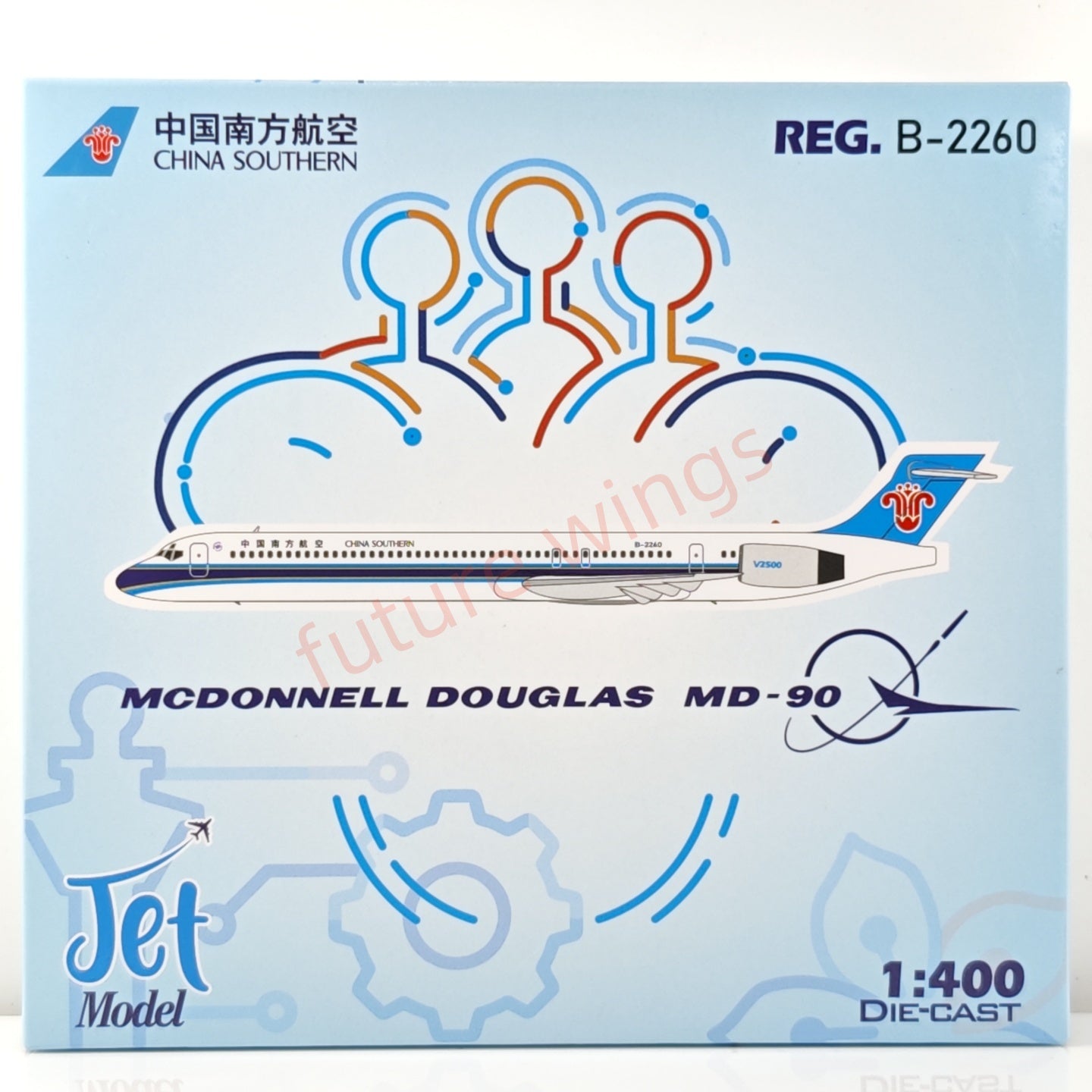 1:400 Jet Model China Southern Airlines MD-90 B-2260 B-2267 Aircraft Model+Free Tractor