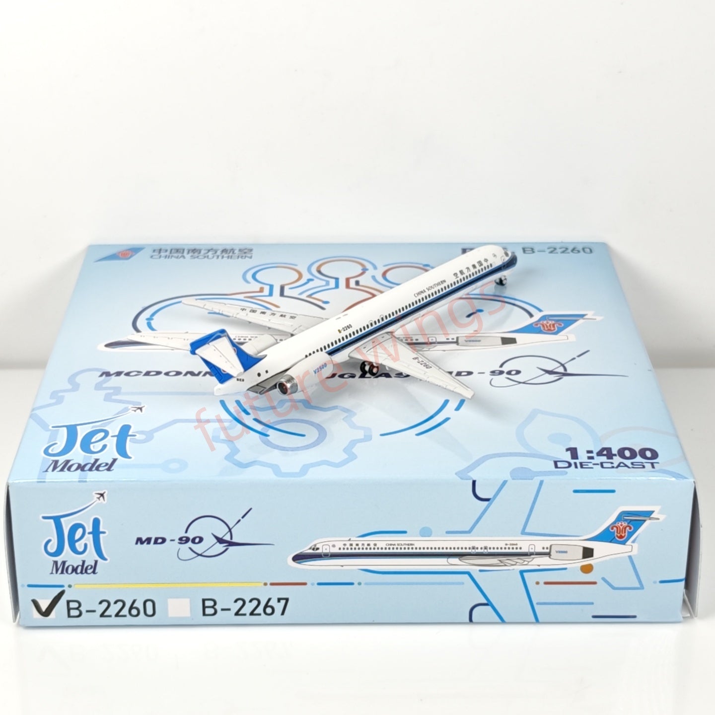 1:400 Jet Model China Southern Airlines MD-90 B-2260 B-2267 Aircraft Model+Free Tractor