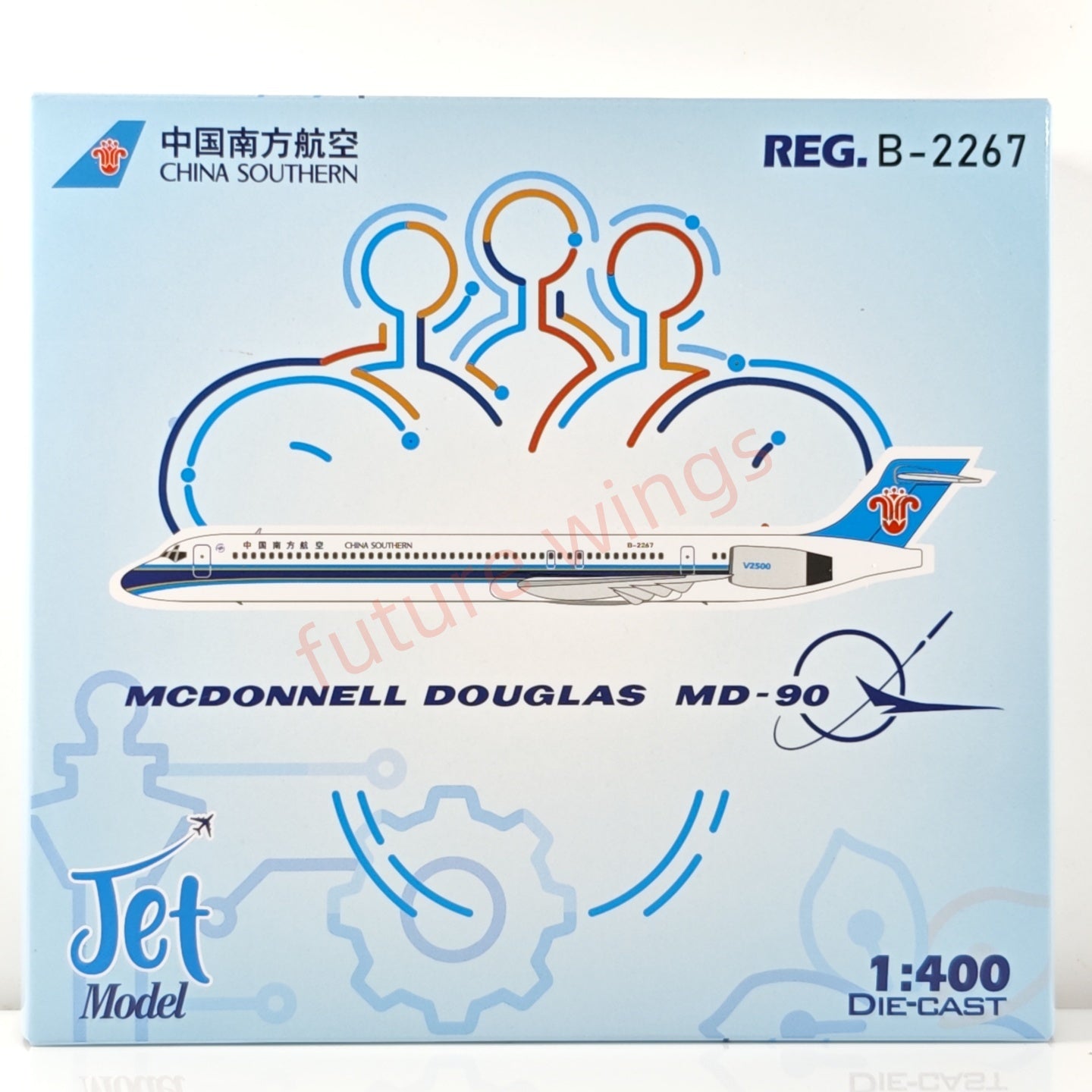 1:400 Jet Model China Southern Airlines MD-90 B-2260 B-2267 Aircraft Model+Free Tractor