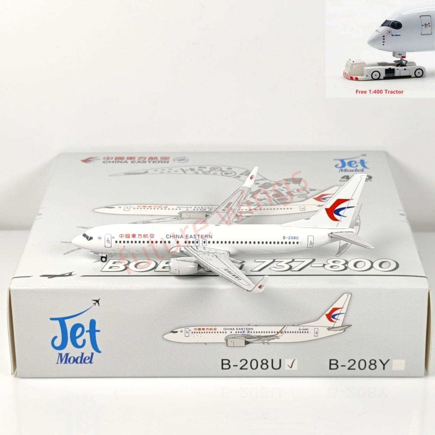 1:400 Jet Model China Eastern Airlines B737-800 B-208U B-208Y Aircraft Model+Free Tractor