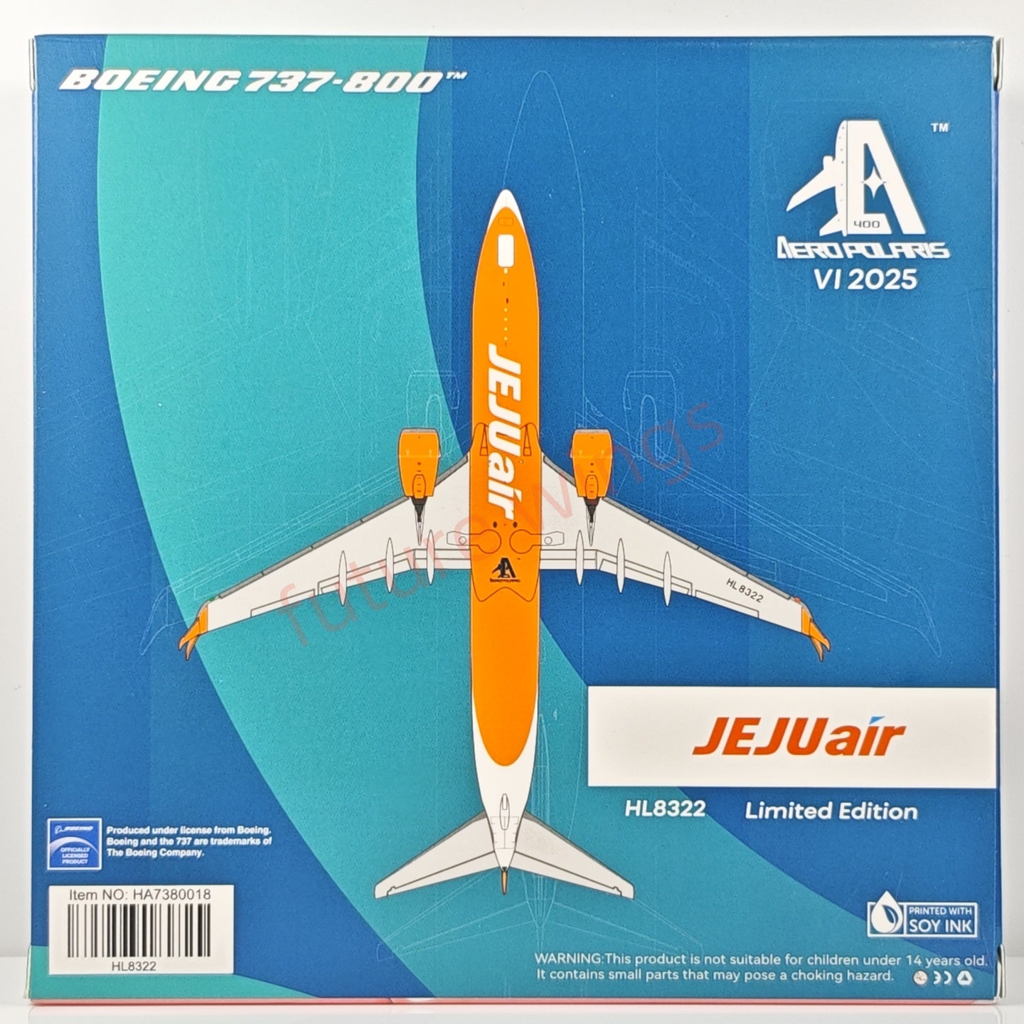 1:400 AeroPolaris JEJU Air B737-800 HL8322 Aircraft Model+Free Tractor