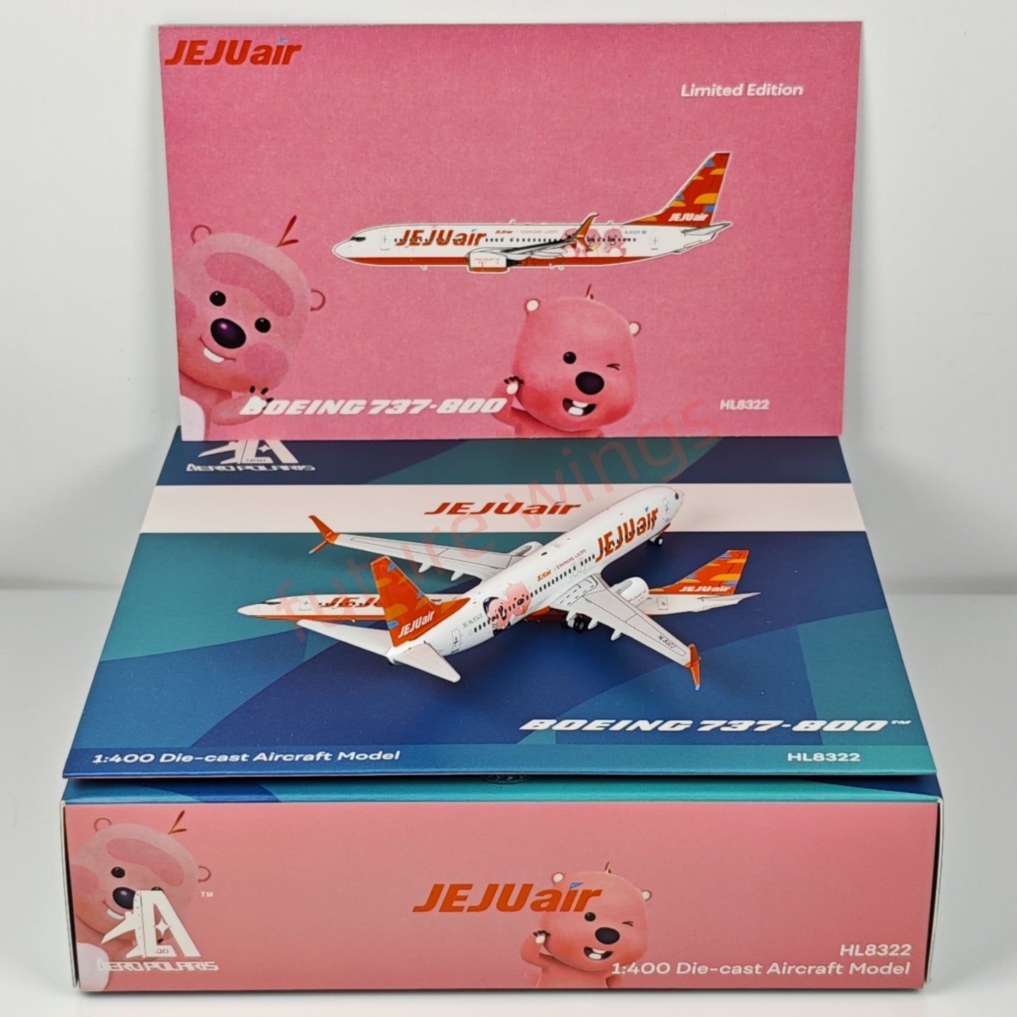 1:400 AeroPolaris JEJU Air B737-800 HL8322 Aircraft Model+Free Tractor