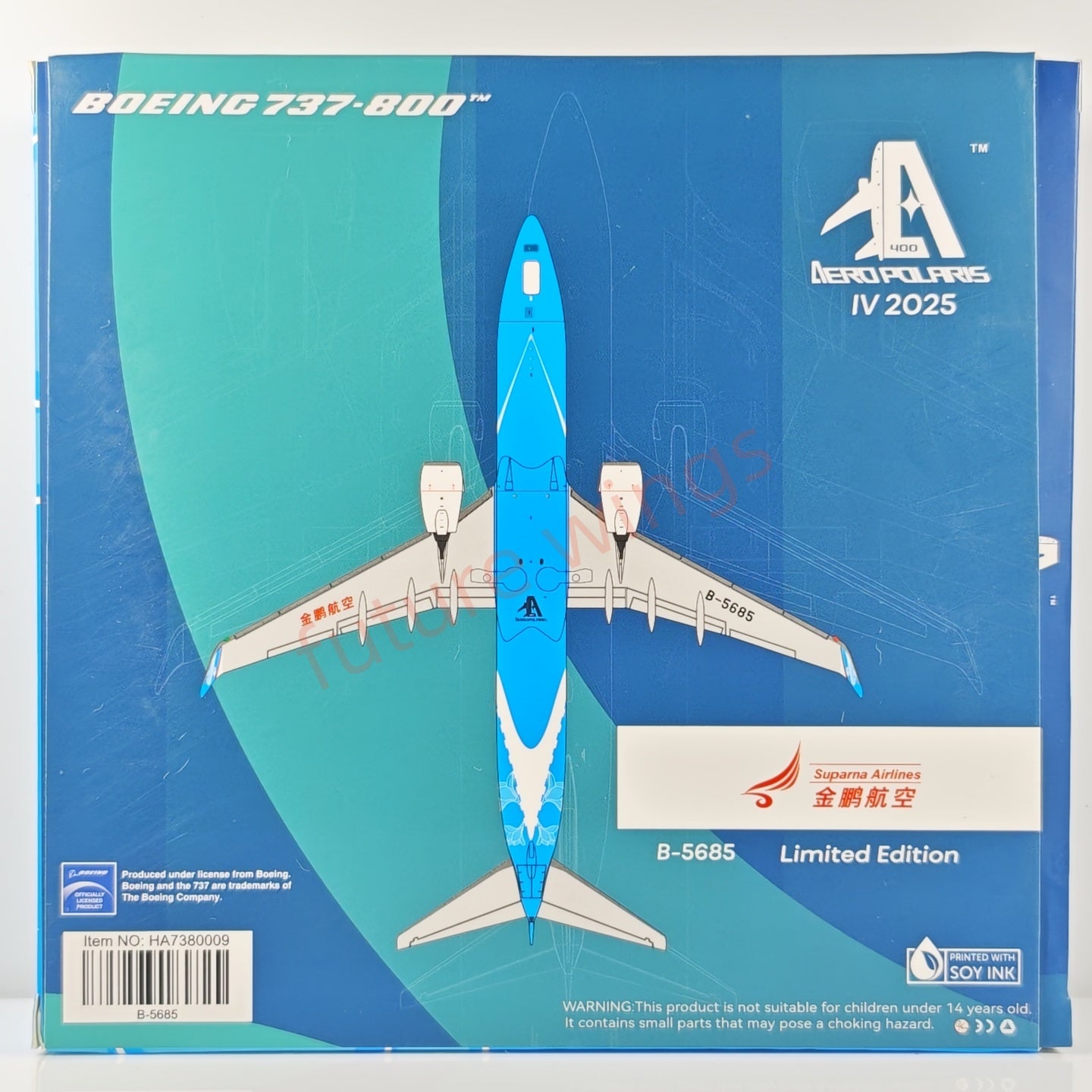 1:400 AeroPolaris Suparna Airlines B737-800 B-5685 Aircraft Model+Free Tractor