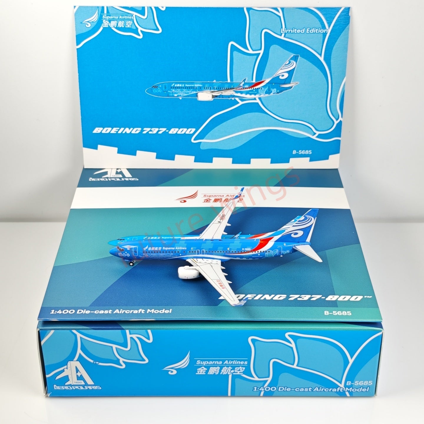 1:400 AeroPolaris Suparna Airlines B737-800 B-5685 Aircraft Model+Free Tractor