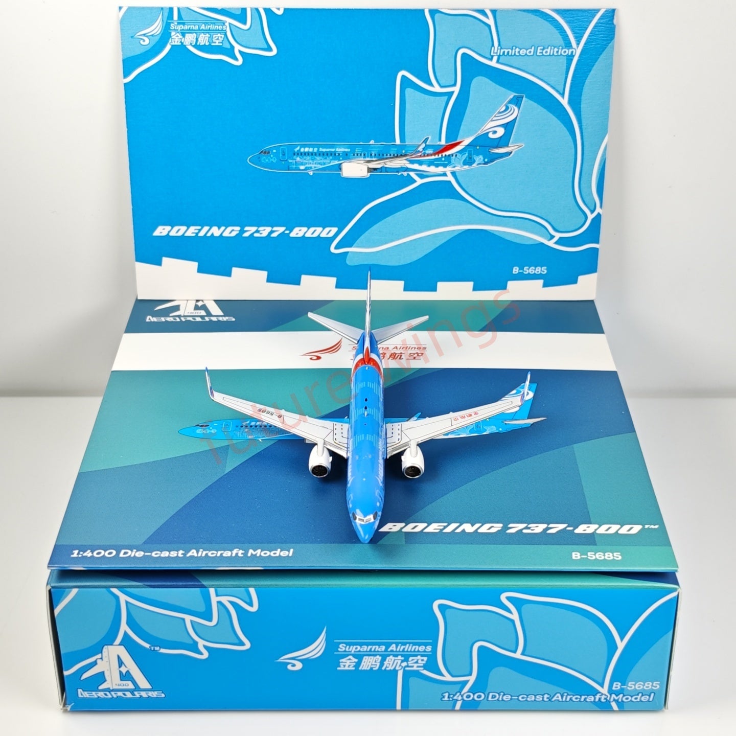 1:400 AeroPolaris Suparna Airlines B737-800 B-5685 Aircraft Model+Free Tractor