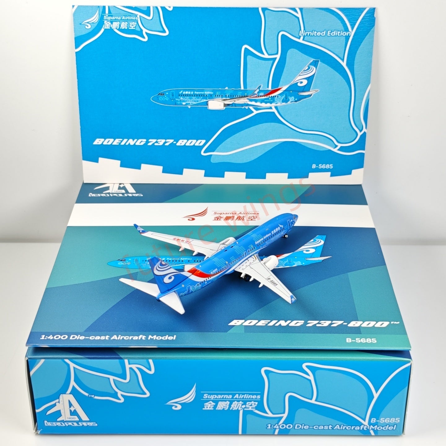 1:400 AeroPolaris Suparna Airlines B737-800 B-5685 Aircraft Model+Free Tractor