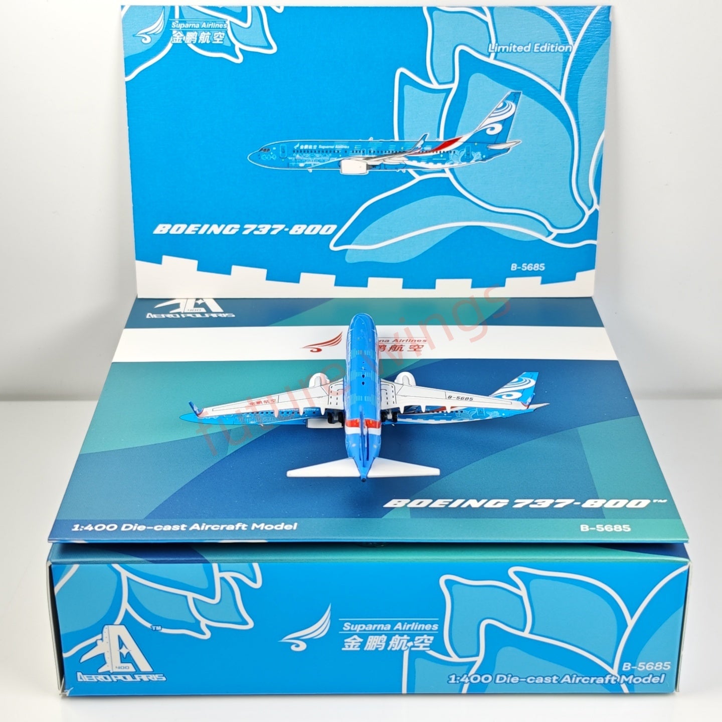 1:400 AeroPolaris Suparna Airlines B737-800 B-5685 Aircraft Model+Free Tractor