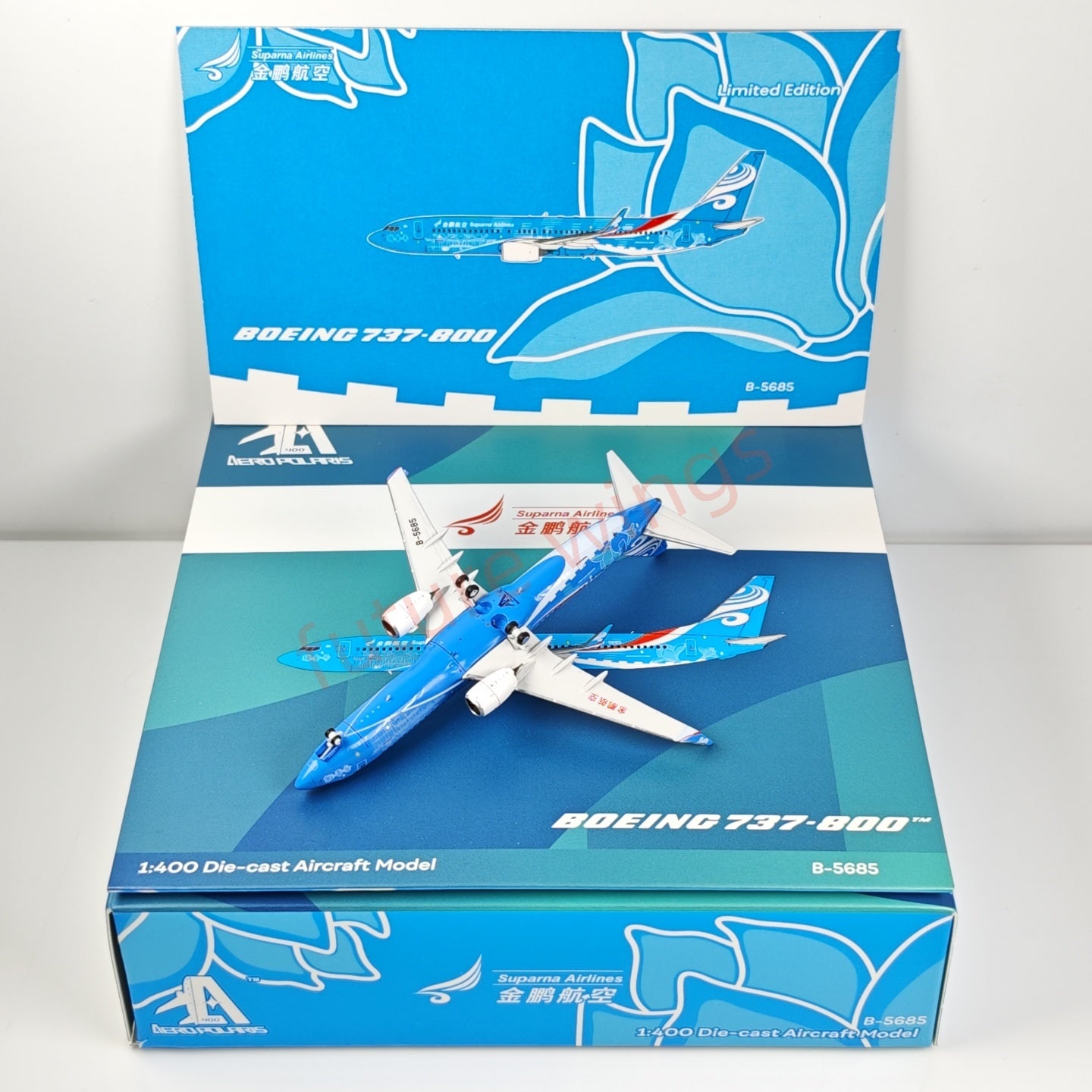 1:400 AeroPolaris Suparna Airlines B737-800 B-5685 Aircraft Model+Free Tractor