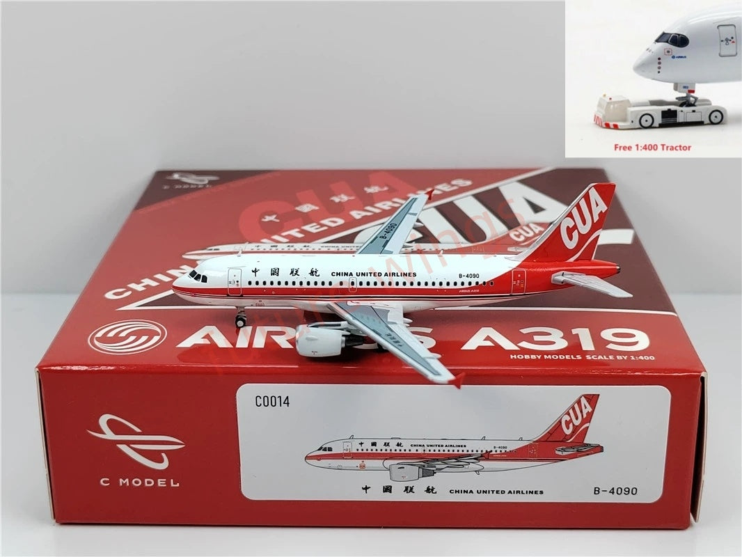 1:400 C model China United Airlines A319 B-4090 B-4091 B-4092 Aircraft Model+Free Tractor