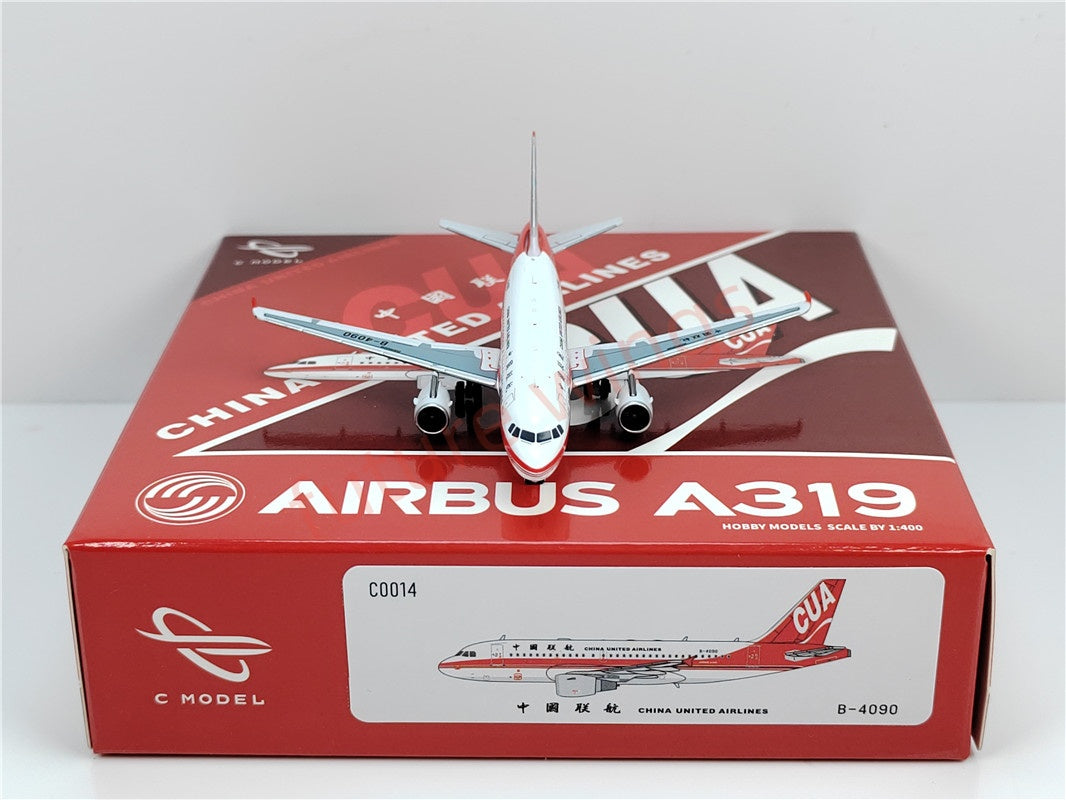 1:400 C model China United Airlines A319 B-4090 B-4091 B-4092 Aircraft Model+Free Tractor