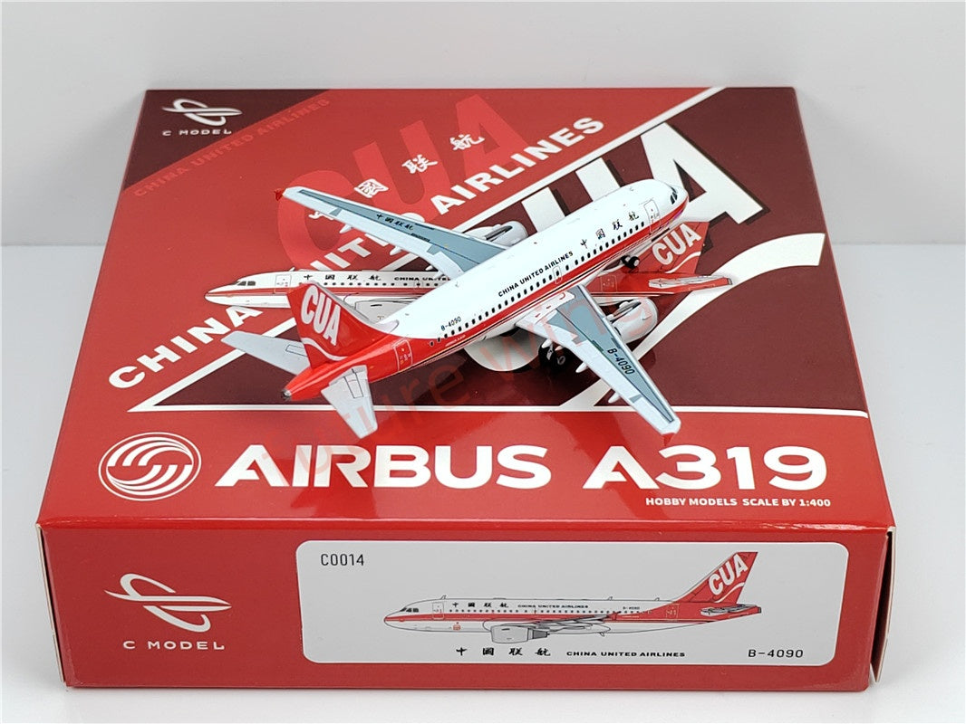 1:400 C model China United Airlines A319 B-4090 B-4091 B-4092 Aircraft Model+Free Tractor