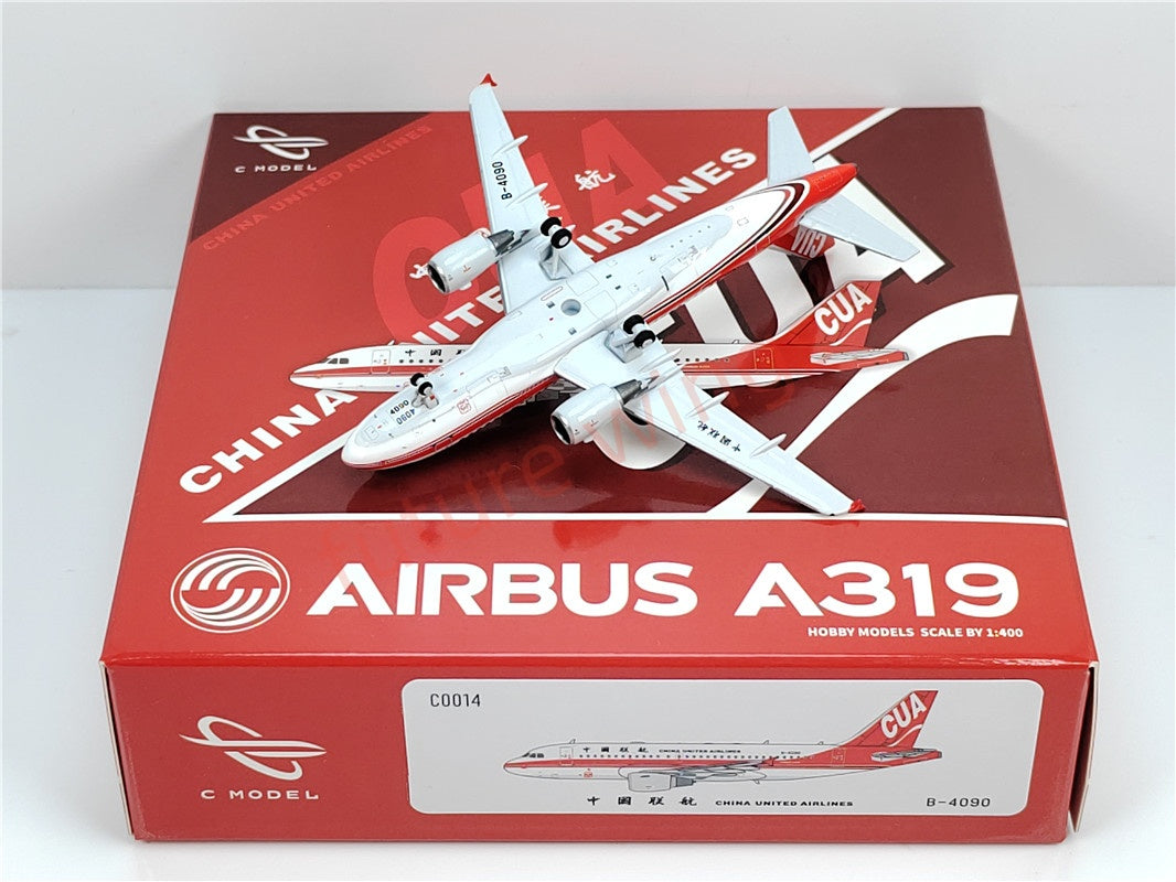 1:400 C model China United Airlines A319 B-4090 B-4091 B-4092 Aircraft Model+Free Tractor